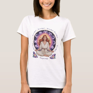 Astrologie Meditation Yoga Übung Zodiac Kristall T-Shirt