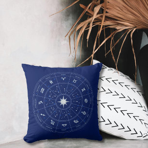 Astrologie Navy Blue Zodiac Kissen