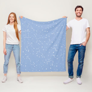 Astrologie Pastellblau Weiße Sterne Sternbild Fleecedecke