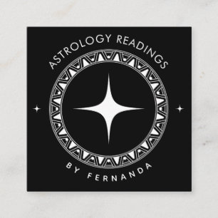 Astrologie Readings Black & White Sparkle Mystical Quadratische Visitenkarte