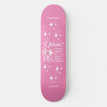 Astrologie Rosa Skateboard mit Zwillingssymbol