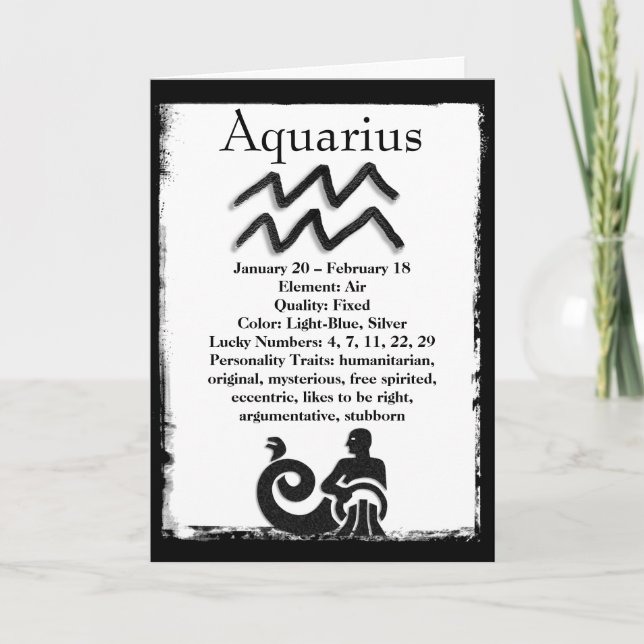 Astrologie Schild Aquarius Horoskop Zodiac Karte (Vorderseite)