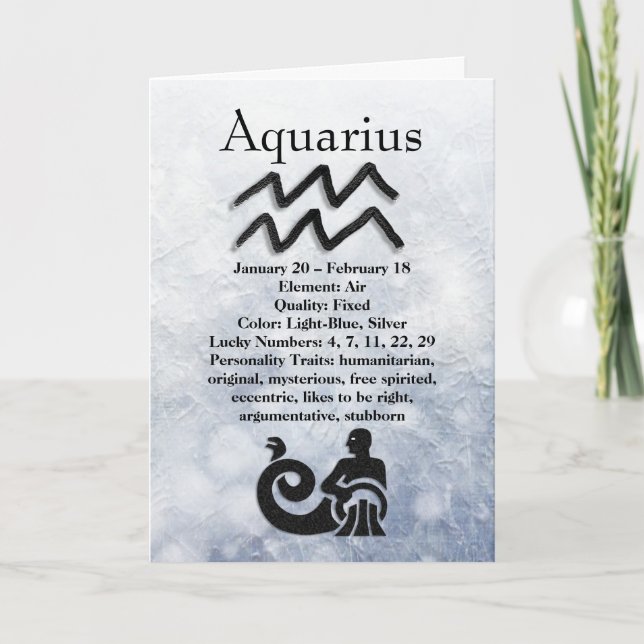 Astrologie Schild Aquarius Horoskop Zodiac Karte (Vorderseite)