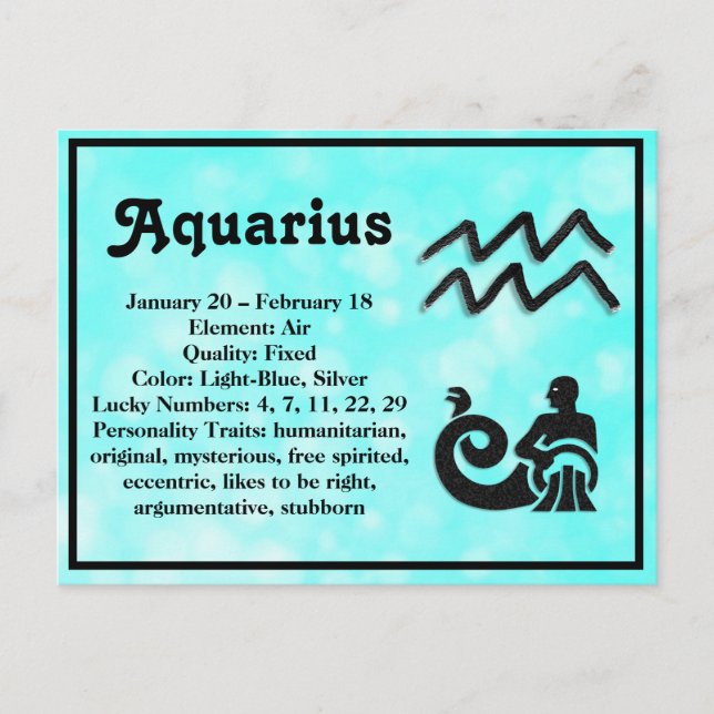 Astrologie Schild Aquarius Horoskop Zodiac Postkarte (Vorderseite)