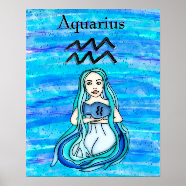 Astrologie Schild Aquarius Horoskop Zodiac Symbol (Vorne)