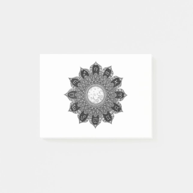 Astrologie Signs Mandala Post-it Klebezettel (Vorderseite)