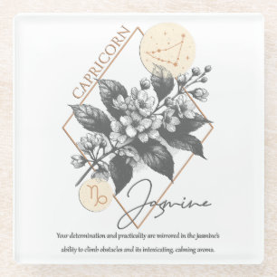 Astrologie/Steinbock Zodiac Signature Blume Jasmin Glasuntersetzer