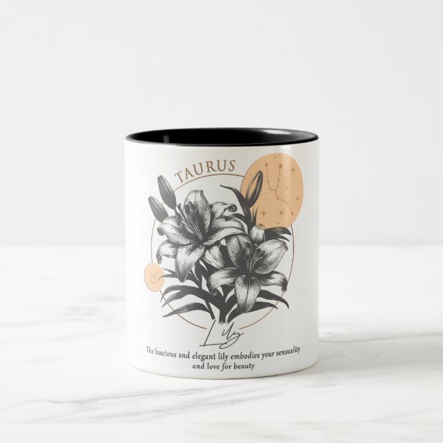 Astrologie/Taurus Zodiac Blume Lily Zweifarbige Tasse (Mittel)