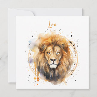Astrologie Tierzeichen von Leo in Aquarell Einladung