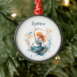 Astrologie Tierzeichen von Sagittarius Wasserfarbe Ornament Aus Metall