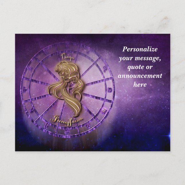 Astrologie Virgo Horoskop Personalize-Nachricht Ankündigungspostkarte (Vorderseite)
