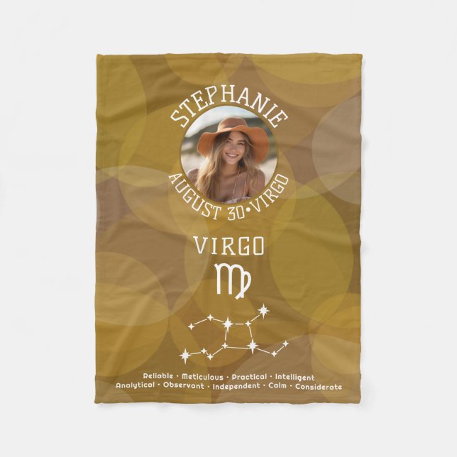 Astrologie Virgo Zodiac Signage Foto Custom Geburt Fleecedecke (Vorderseite)