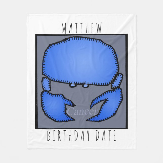 Astrologie Zodiac Cancer Signage Geburtsname B Fleecedecke (Vorderseite)