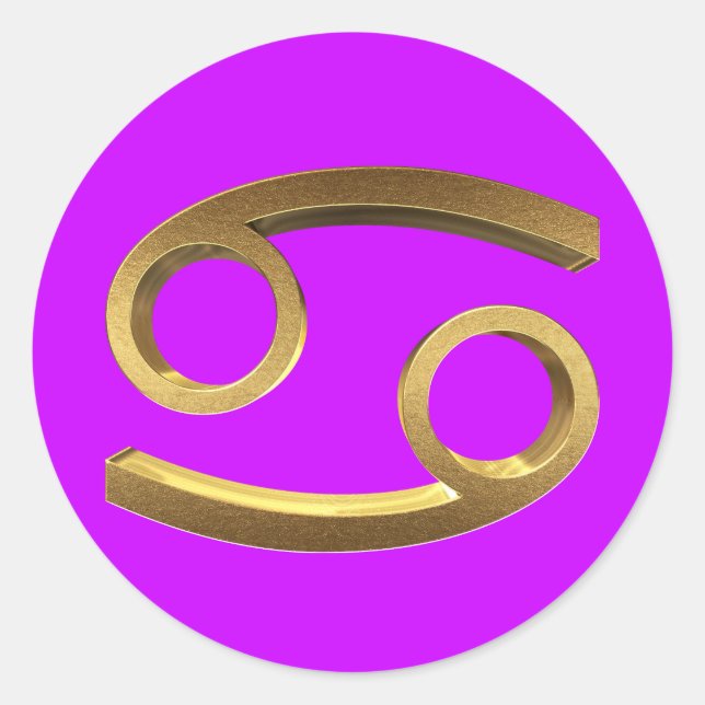 Astrologie Zodiac-Schild Krebs Gold Look Symbol El Runder Aufkleber (Vorderseite)