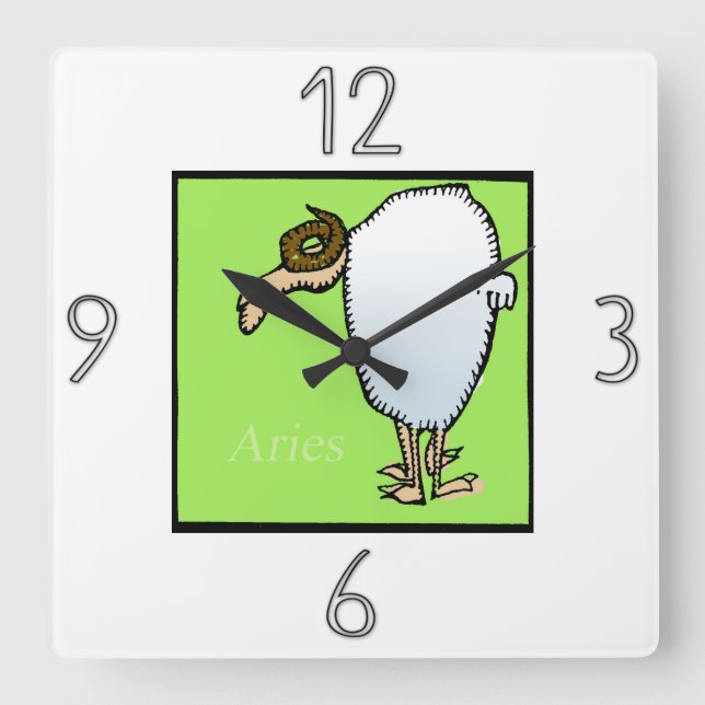 Astrologie Zodiac Sign Aries Wall Clock Quadratische Wanduhr (Vorderseite)