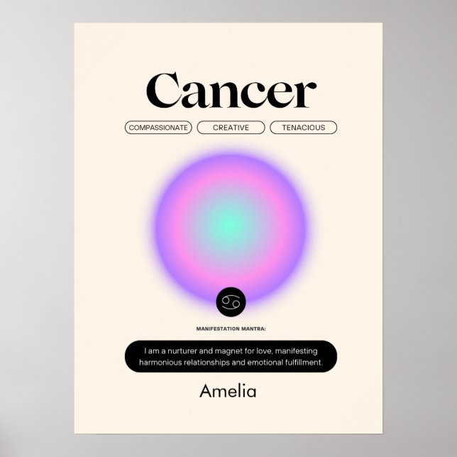 Astrologie Zodiac Sign Cancer Poster (Vorne)