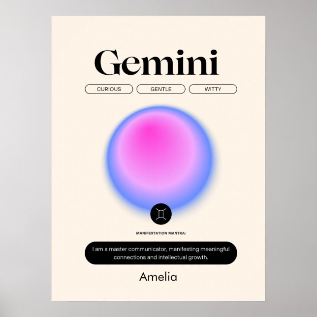 Astrologie Zodiac Sign Gemini Poster (Vorne)