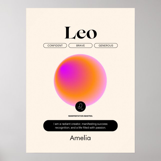 Astrologie Zodiac Sign Leo Saison Poster (Vorne)