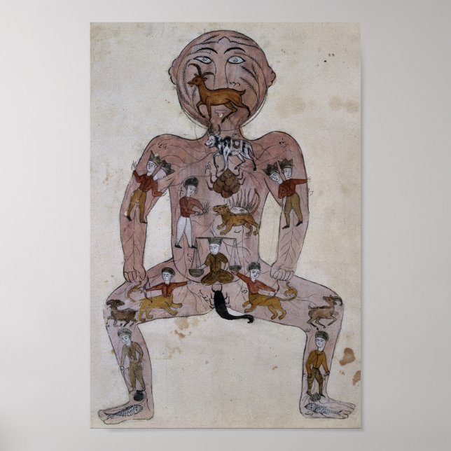 Astrologie Zodiac Sign Man Aquarellmalerei Poster (Vorne)