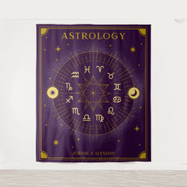 Astrologie Zodiakalender - Lila Wandteppich