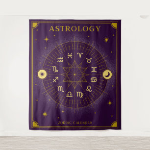 Astrologie Zodiakalender - Lila Wandteppich