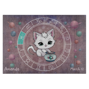 Astrologische Fische Niedliche Katze Zodiac Wheel Schneidebrett