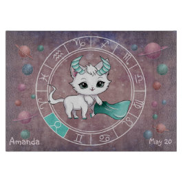Astrologische Taurus Niedliche Katze Zodiac Wheel Schneidebrett