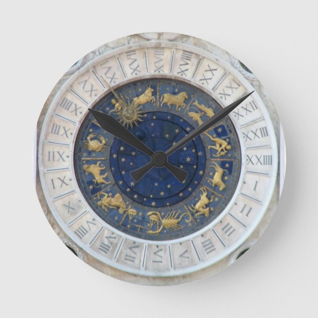 Astrologische Uhr, Marktplatz San Marco, Venedig Runde Wanduhr (Vorderseite)