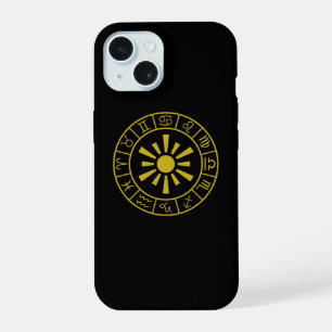 Astrologische Zodiak-Symbole Rad+Sonne Gold iPhone 15 Hülle