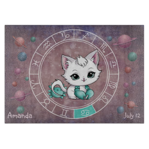 Astrologischer Krebs Niedliche Katze Zodiac Wheel Schneidebrett