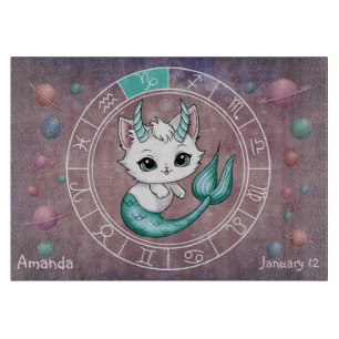 Astrologisches Capricorn Niedliche Katze Zodiac Wh Schneidebrett