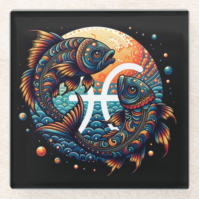 Astrologisches Horoskop-Syndrom Glasuntersetzer (Vorderseite)
