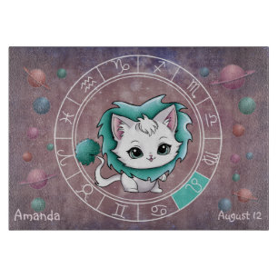 Astrologisches Leo Niedliche Katze Zodiac Wheel Schneidebrett