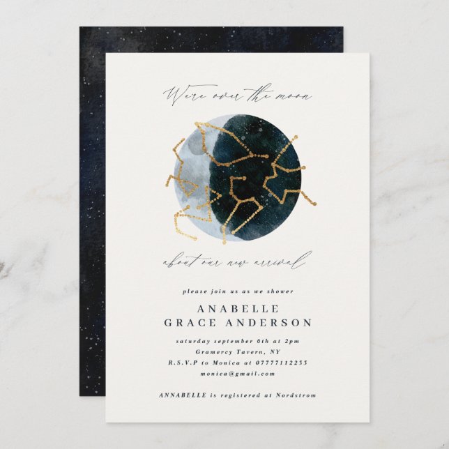 Astrologisches Skript Aquarellmond Sternzeichen (Vorne/Hinten)