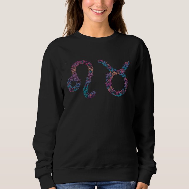 Astrology Love Horoscope Zodiac Signs Leo and Taur Sweatshirt (Vorderseite)