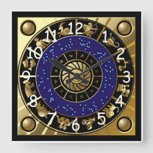 Astrology Wall Clock Quadratische Wanduhr