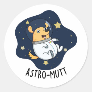 Astromutt Funny Dog Astronaut Puff Runder Aufkleber