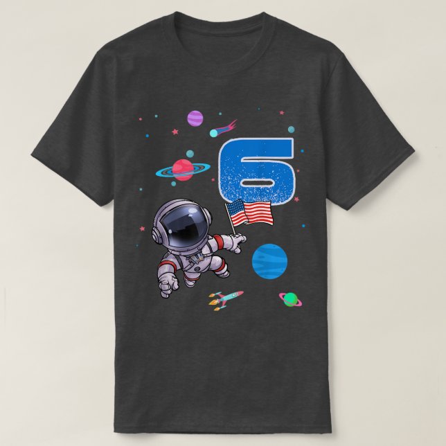 Astronaut 6th birthday 6 Years Old Birthday Boy Sp T-Shirt (Design vorne)