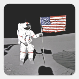 Astronaut Alan Schäfer, Amerikanische Flagge auf d Quadratischer Aufkleber
