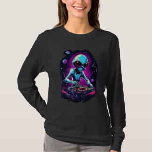 Astronaut Alien DJ Alien DJing im Weltraum EDM Ali T-Shirt