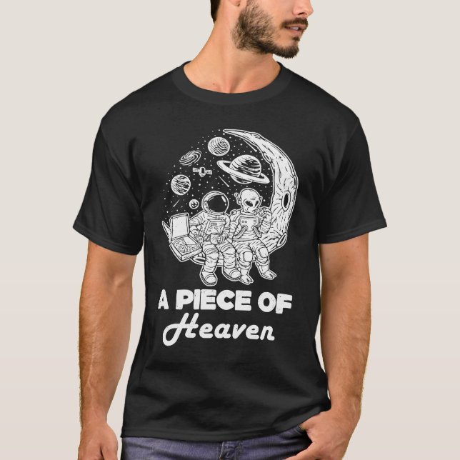 Astronaut Alien Eating Pizza On Moon Pizza Lover G T-Shirt (Vorderseite)