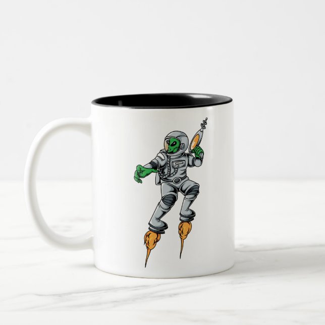 Astronaut Alien SciFi Space Ufo Zweifarbige Tasse (Links)
