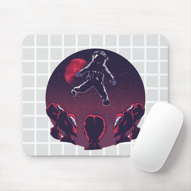 Astronaut & Aliens Grid-Mauspad Mousepad (Mit Mouse)