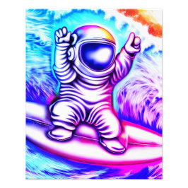 ASTRONAUT AND HIS COSMIC SURFING ADVENTURE FOTODRUCK