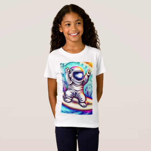 ASTRONAUT AND HIS COSMIC SURFING ADVENTURE T-Shirt (Vorne ganz)