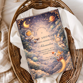 Astronaut Animals Space Baby Shower Einladung