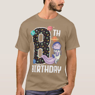 Astronaut Aolotl Weltraum 8 Jahre alt 8. Geburtsta T-Shirt