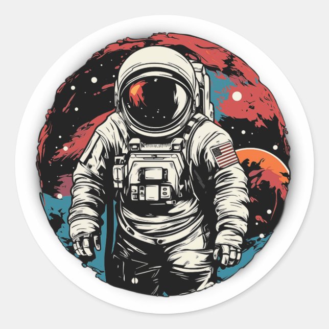 Astronaut ArtColor 03 Runder Aufkleber (Vorderseite)