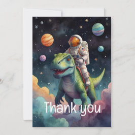 Astronaut auf dem Dino im Weltraum Dankeskarte