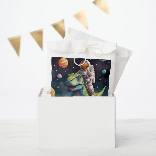 Astronaut auf dem Dino im Weltraum Geschenktütchen (Party)